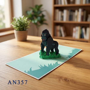 Carte Gorilla Pop 3D Faite à la Main, Artisanat en Papier Vietnamien, Design Personnalisé, Logo Animal, Décoration de Mariage, Décoration d'Intérieur, Tendance Actuelle - Product Image 2