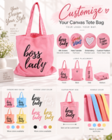 Sac fourre-tout en toile basique JC BASIC, rose pastel, bleu, orange, jaune, impression personnalisée, longues poignées, boutique, vente au détail, vente en gros