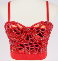 Perles diamant Sexy discothèque fête femmes haut Push up été Cami haut Bralette soutien-gorge porter musique Festival Corset hauts 1790