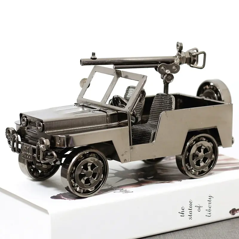 Modelo Jeep de hierro Vintage para hombre, decoración de estilo Industrial, artesanía de Metal, regalo