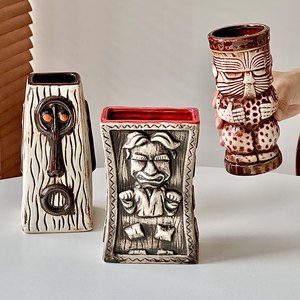 Vente en gros de tasses à cocktail en céramique Tiki Crâne, style <span class=keywords><strong>pirate</strong></span> <span class=keywords><strong>des</strong></span> Caraïbes et zombie, pour bars hawaïens, fêtes, restaurants, avec logo personnalisé, idéal comme cadeau - Product Image 2