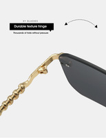 DL lunettes nouveauté tête de serpent mode lunettes de soleil métal carré sans monture lunettes à la mode 2024 lunettes de soleil
