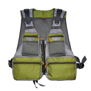 Gilet de pêche vert en tissu Oxford respirant avec plusieurs poches, portable pour l'extérieur et la photographie - Product Image 1