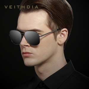 Veithdia Men's Square <b>Frame</b> Polarized Sunglasses Metal UV400 Fashion Outfits - Product Image 3