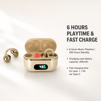 Écouteurs OWS V5.4 à clip d'oreille à bas prix 2027, écouteurs TWS sans fil Type-C, casque de jeu IPX5 pour enfants/ordinateur OEM/ODM