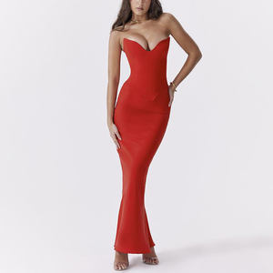 Été Mexique Mode Satin Sexi Robe Sans Manches Jeunes Robes en queue <span class=keywords><strong>de</strong></span> poisson Vestido Robe - Product Image 4