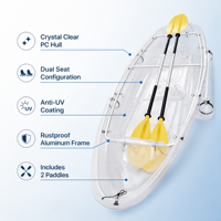 Kayak transparent en polycarbonate pour 2 personnes, canoë léger et transparent pour les loisirs nautiques en plein air