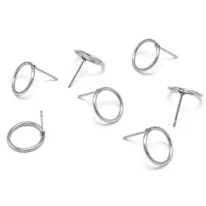 圆形耳钉小号圆形圈形耳钉，用于女性极简主义空心声明帖子防过敏穿孔珠宝