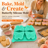 YMS 3D Schmetterlingsförmige Silikon-Antihaft-Kuchenform für Seife, Desserts, Kerzen, Wachsschmelzen, Schokolade, Gelee – Ofen- und spülmaschinenfest
