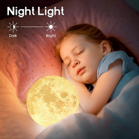 Lampe de nuit lunaire intelligente personnalisée en ABS imprimée en 3D avec télécommande LED, 16 couleurs, pour la maison