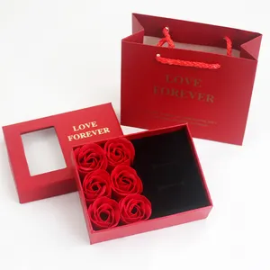 Precio al por mayor jabón Rosa San Valentín Rosa jabón flor joyería caja de regalo