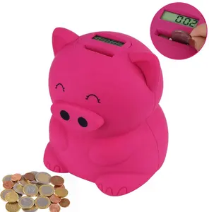 Gran capacidad en forma de cerdo, conteo de monedas de plástico, Banco de dinero digital, más vendido