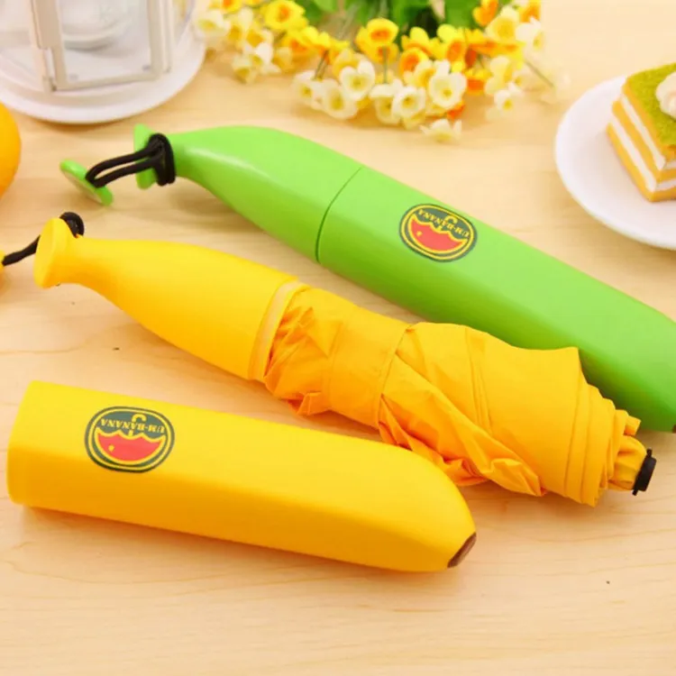 Promotion Sun And Rain 3 Folding Banana Shape Umbrella