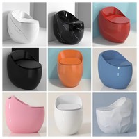 Cuvette de toilette monobloc en marbre noir en forme d'œuf, design moderne, nouvelle Offre Spéciale, commode en céramique montée au sol pour salle de bain