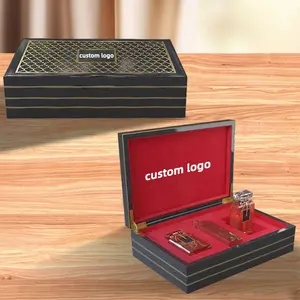 NOVO artesanal veludo preto piano laca vazia madeira perfume caixa de presente embalagem personalizado madeira perfume garrafa com caixa