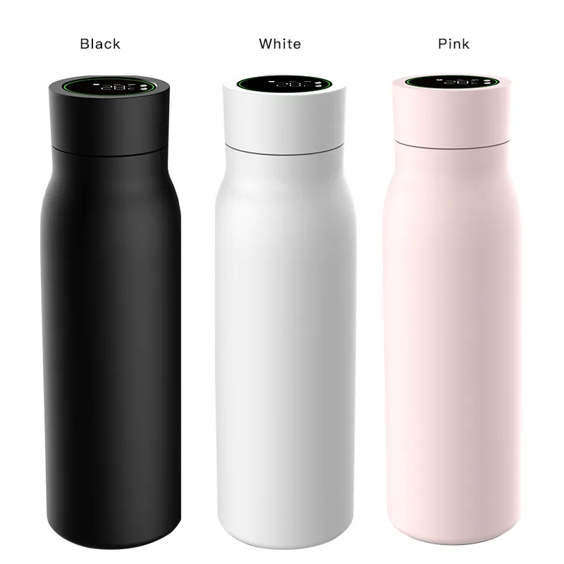 Stainless Steel Double Wall Black Classic Outdoor Sports Led Display Smart Thermoflask Water Bottle