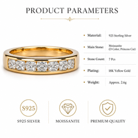 Bague de mariage de luxe pour homme en moissanite, argent sterling 925 plaqué or jaune 14K, 1 carat couleur D clarté VVS1, sertie pavé de laboratoire brillant