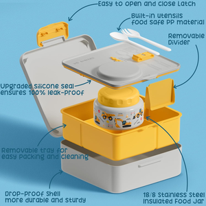 2025 Độc Đáo Mới Nhất Lò Vi Sóng An Toàn Bền Nhựa Nhiệt Gấu Hộp Ăn Trưa Trẻ Em Thiết Lập Với Túi Và Chai Nước Cho Các Trường Học - Product Image 3