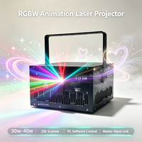 Projecteur laser de scène à animation RGB 40W pour contrôle par application, système de spectacle graphique ILDA DMX, mariage, club, concert, IP33