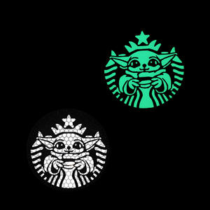 Patchs en feutre réfléchissants phosphorescents <span class=keywords><strong>Yoda</strong></span> Baby Domino découpés au laser faits à la main écologiques pour sacs vêtements chapeaux - Product Image 2