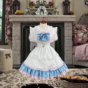 <span class=keywords><strong>Costume</strong></span> da donna carino gatto Lolita taglie forti 5XL Set completo con finiture in pizzo blu rosa grembiule e Set Cosplay di zampe di gatto - Product Image 3