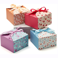 Boîtes cadeaux avec couvercles et rubans, boîtes décoratives vides pour offrir des friandises, pâtisseries, boîtes carrées pour biscuits, bonbons indiens