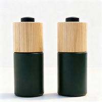 Flacon compte-gouttes en verre dépoli de 30 ml pour huiles essentielles, cosmétiques, avec bouchon en bambou et épaule plate