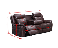 Ensemble de canapés inclinables CY Power Black Air Leather avec éclairage LED, fonction massage et structure en bois pour salon et usage domestique