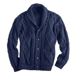 Men <b>Cable</b> <b>Knit</b> Cardigan <b>Sweater</b> Collar Button Front Knitted Jacket for Autumn Winter - Product Image 1