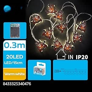 Guirnalda de luces con pilas 3AA, trineo colgante de madera, blanco cálido, ideal para decorar en fiestas y crear ambiente. - Product Image 1