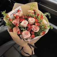 Hadiah Ulang Tahun Sahabat Terbaik Buket Bunga Sabun Gelembung Buatan Tangan Mawar Palsu Berwarna Cappuccino Romantis Segar Alami
