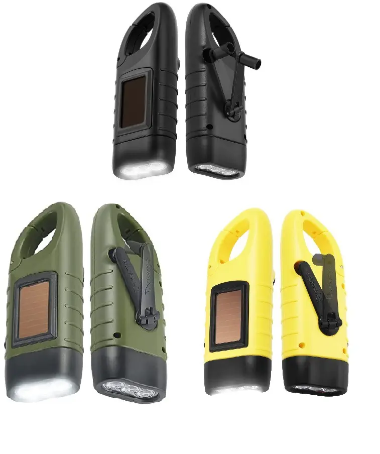 휴대용 야외 다기능 태양 충전식 LED 비상 핸드 크랭크 전기 손전등 캠핑 라이트