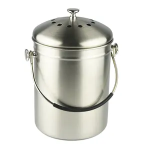 Kitchen Compost Bin for Kitchen Countertop Stainless Steel Waste Recycle Bin 1.3 Gallon Compost Bucket with Lid