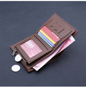 70% de réduction porte-monnaie court en cuir à fermeture éclair avec porte-cartes souple Mini portefeuille pour hommes - Product Image 5