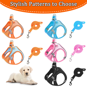 Famicheer baskı kendi hiçbir çekme mavi ve altın köpek koşum ayarlanabilir özel açık ayarlanabilir köpek evcil hayvan koşumu - Product Image 3