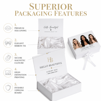 Boîtes d'emballage en papier pliables avec fermeture magnétique, personnalisées avec logo, écologiques et luxueuses, pour extensions de cheveux et perruques
