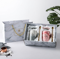 Ensemble de tasses en céramique Mr et Mme Flamant rose en porcelaine fine, effet marbre populaire, mug de voyage pour couples, vente en gros