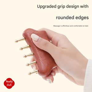 Peigne en bois massif <span class=keywords><strong>naturel</strong></span> et laiton, outil Gua Sha antistatique pour lifting du visage, portable pour usage domestique - Product Image 4