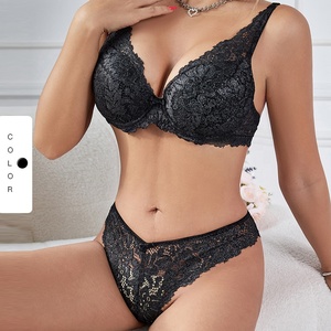 Lingerie européenne et américaine ensemble de sous-vêtements pour femmes ensemble de lingerie imprimé en dentelle S-XL sous-vêtements <span class=keywords><strong>soutien</strong></span>-<span class=keywords><strong>gorge</strong></span> en dentelle et ensembles de slips - Product Image 2