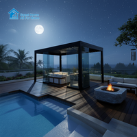 Pergola extérieure Sweet Home en aluminium imperméable avec toit rétractable motorisé à lames orientables, protection UV, télécommande, pour terrasse