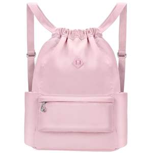 Mochila con cordón ajustable y bolsillo impermeable, mochila de gimnasio resistente al agua, bolsa con cordón para playa y natación para mujeres y hombres - Product Image 1