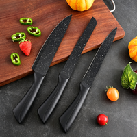 Ensemble de 7 couteaux de cuisine en acier inoxydable noir avec revêtement antiadhésif, bloc à couteaux en acier inoxydable et ciseaux de cuisine