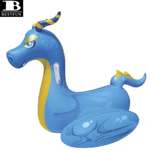 thickened PVC inflatable rocking ride-on dragon pool float plastic blow up animal seesaw water swimming toys for beach, lake