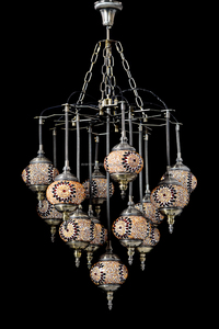 Lampe de plafond turque à 13 boules Marrakech Sultan, lampe suspendue marocaine, <span class=keywords><strong>lustre</strong></span> en verre mosaïque fait main - Product Image 6