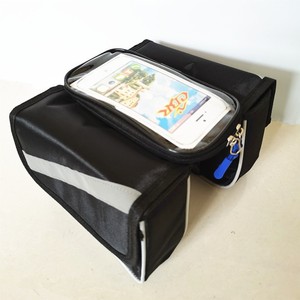 <b>Bicycle</b> Handlebar Bag With Touch Screen Phone Pocket Large Capacity Front <b>Frame</b> Mounting Blue Gray Black Red - Product Image 5