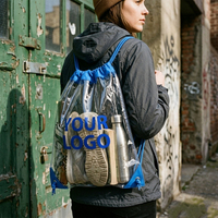 Sac à cordon en PVC transparent personnalisé, sac à dos de sport résistant à l'eau pour adolescentes, idéal pour la gym, vente en gros avec logo personnalisé