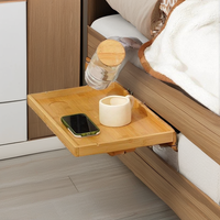 Offre Spéciale Plateau de Lit Pliant en Bambou Laqué pour Lit Superposé, Fixation sur Rail Latéral 0.6"-2.36" Sans Perçage, Gain de Place pour Dortoirs