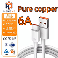 Kabel Data Tipe-C Super Cepat Isi Daya Grosir, Kabel USB Tipe-C 6A 5A untuk Ponsel Android, Stok Tersedia, Pengisian Cepat