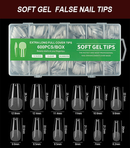 Extra Long Soft Gel Nail <strong>Tips</strong> 600Pcs Box Ultra Thin No Need to File Half Matte Press on Nails for Nail Extension and Manicure - Product Image 3