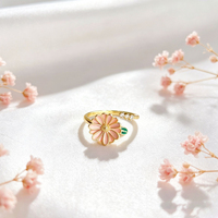 Perhiasan Fanhua Tiktok Terlaris Cincin Bunga Kupu-kupu Anti Karat dari Baja Tahan Karat